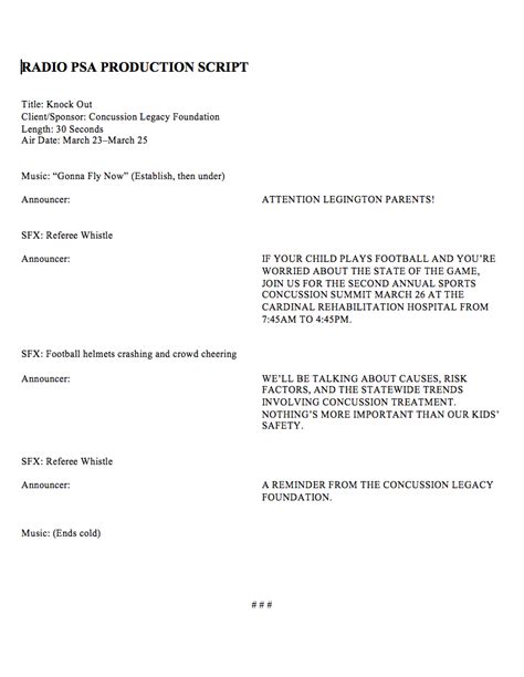 Sample Radio PSA Scripts 的图像结果