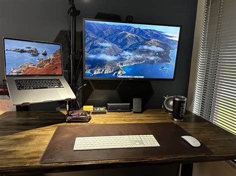 Autonomous stand up desk with LL Flooring Rubberwood top routed and ...