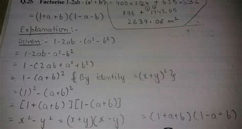 FACTORISE 1+2ab-a^2-b^2 - Brainly.in