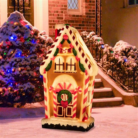 Northlight 36” Lighted Retro Style Blow Mold Gingerbread House Outdoor ...