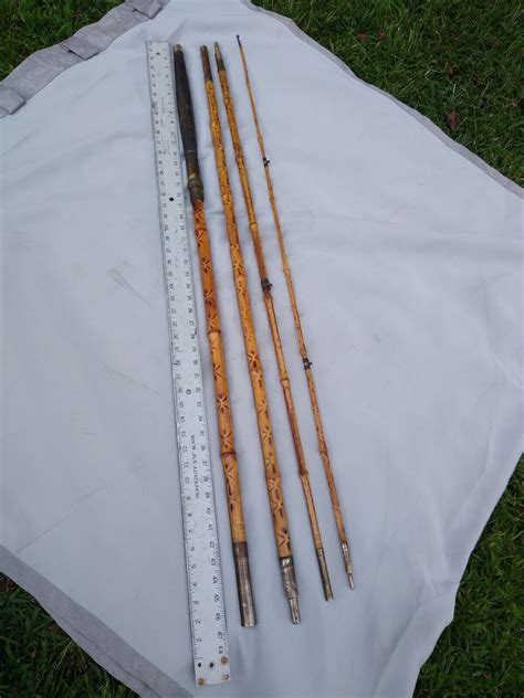 ANTIQUE BAMBOO FISHING ROD POLE AWESOME MARKINGS VINTAGE | eBay
