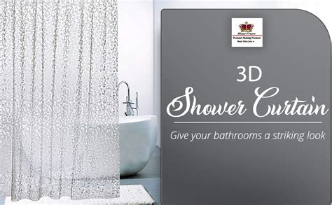 HOMECROWN 3D Stone Design Waterproof Clear Plastic 7 Feet Long Shower ...