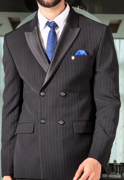 Dark Blue Double-Breasted Stripe Suit – Bonsoir