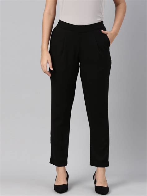 Solid Black Formal Pants For Women - Gocolors – Go Colors India
