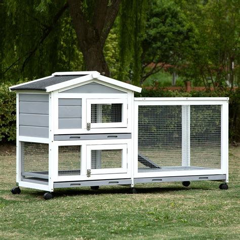 Haustiere Two Story Rabbit Hutch with Roof, Tray, and Ramp India | Ubuy