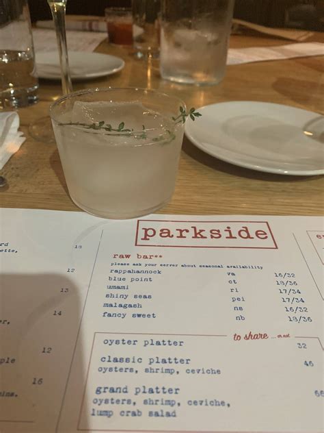 Menu at Parkside restaurant, Austin, 301 E 6th St