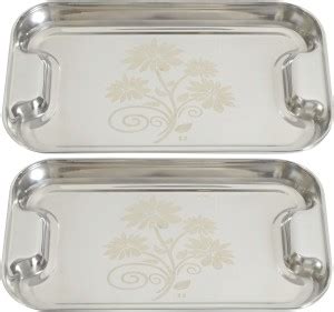 Redific Steel Tray Set of 2 Serving Tray for Serve Food, Coffee ,Tea ...