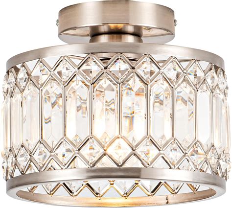 Rpzloila Crystal Ceiling Light Fixture, Modern Semi Flush Mount Ceiling ...