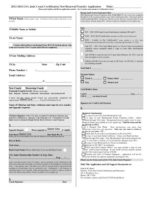 Fillable Online 2010 USA Judo Coach Certification Renewal Application ...