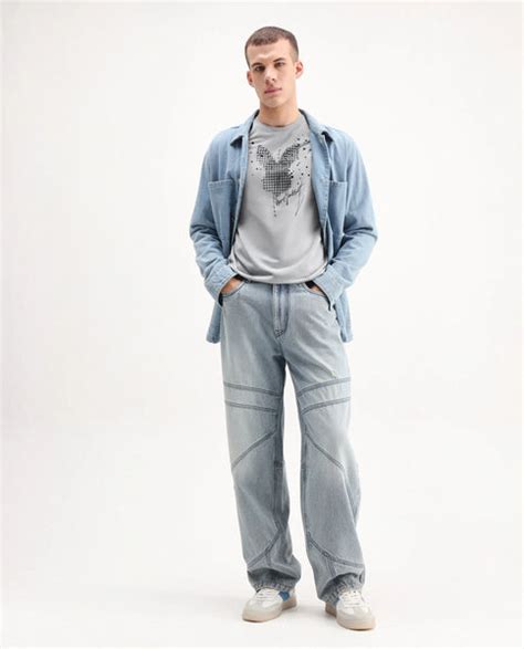 Rare Rabbit Men's Ambi Light Grey Cotton Blend Graphic Print Regular F