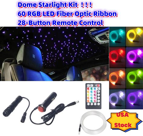 JLLOM Car Roof Star Light Kit - 60pcs RGB LED Fiber Optic with 28key ...