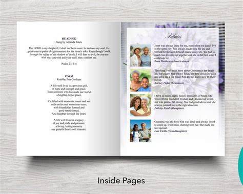 Buy 8 Page Funeral Program Template for Woman | 11 X 17 Inch Obituary ...