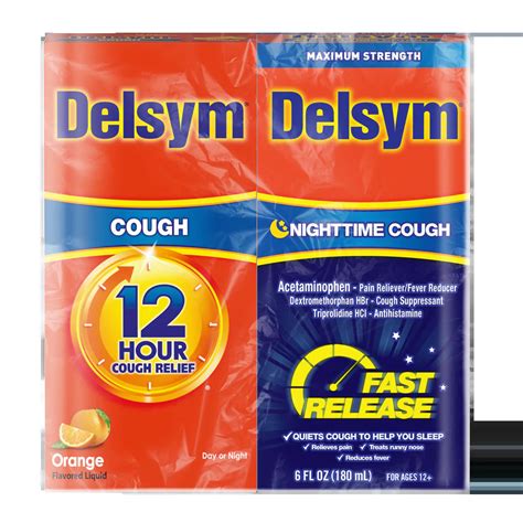 12 Hour Cough Liquid & Nighttime Fast Release Combo | Delsym