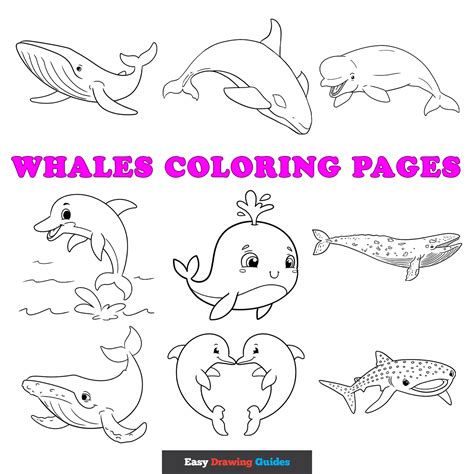 Free Whales Coloring Pages for Kids - 10 Printable Sheets