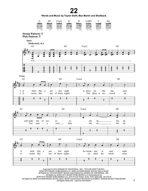 22 by Taylor Swift - Easy Guitar Tab - Guitar Instructor