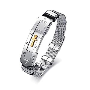 Buy University Trendz Silver Stainless Steel Mesh Belt Cross Charm ...