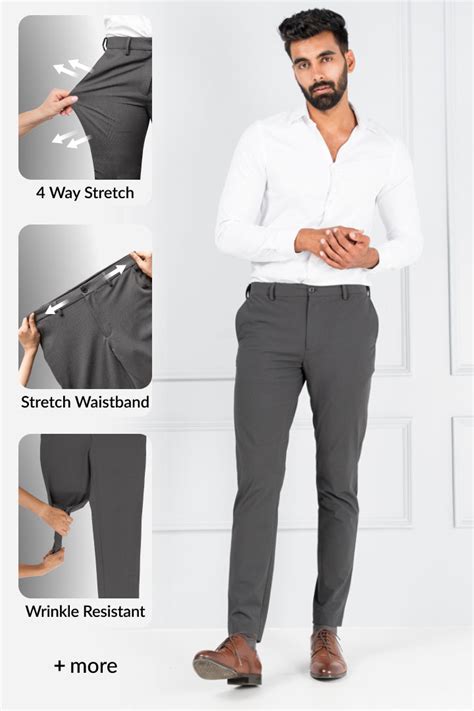Men's Dark Grey Stretchable Formal Trouser
