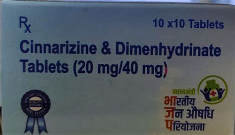Cinnarizine 20mg and Dimenhydrinate 40mg Tablets , 10 tablets | API ...