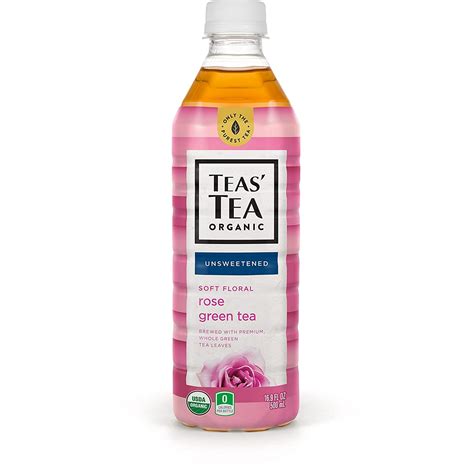 Teas' Tea Unsweetened Rose Green Tea, 16.9 Ounce (Pack of 12), Organic, Zero Calories, No Sugars ...