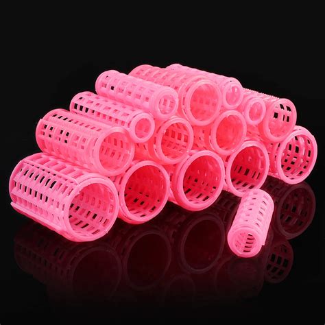 15pcs/set Plastic Hair Curler Roller Large Grip Styling Roller Curlers ...