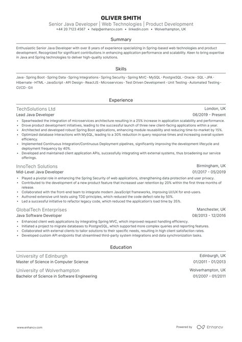 Java Developer CV Sample 的图像结果
