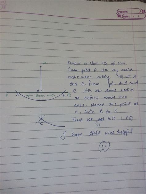 Draw a line segment PQ=6 cm.construct the perpendicular to the line ...