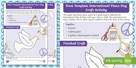 Dove Template for Peace Craft | International Day of Peace