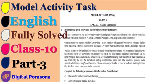Image result for Model Activity Task Class 10 English Part 8
