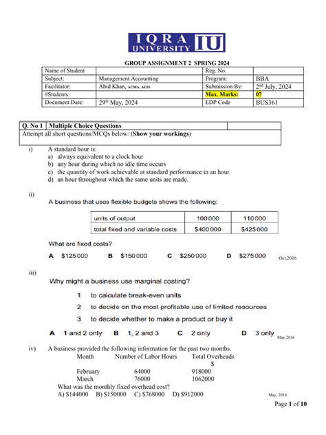Image result for Management Accounting Assignment 2 Unit 5
