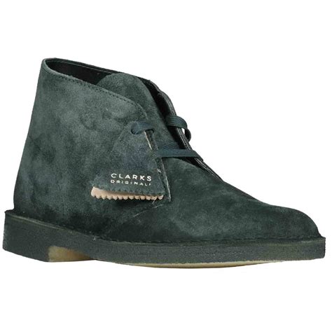 CLARKS ORIGINALS Mod Hairy Suede Desert Boots in Green