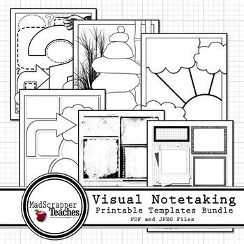 Visual Notetaking Printable Templates Bundle for Visual Sketchnotes