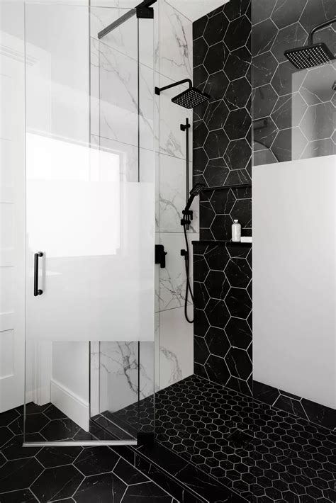 Black tile bathrooms, Bathroom inspiration decor, Bathroom interior