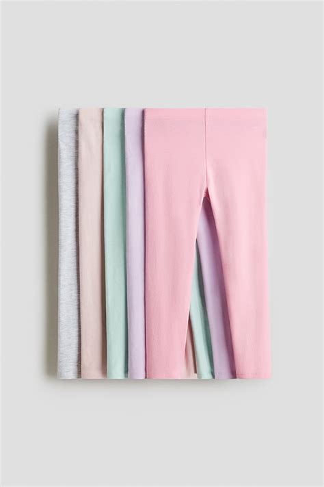 5-pack jersey leggings - Pink/Light purple - Kids | H&M IN