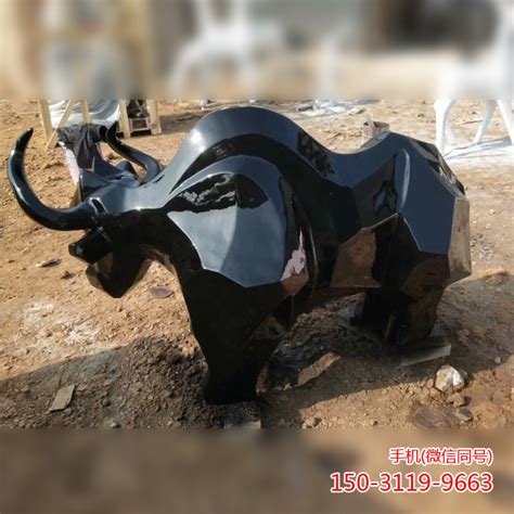 抽象牛雕塑玻璃钢动物摆件_厂家图片价格-玉海雕塑