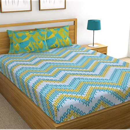 Huesland by Ahmedabad Cotton 144 TC Cotton Bedsheet for Double Bed with ...