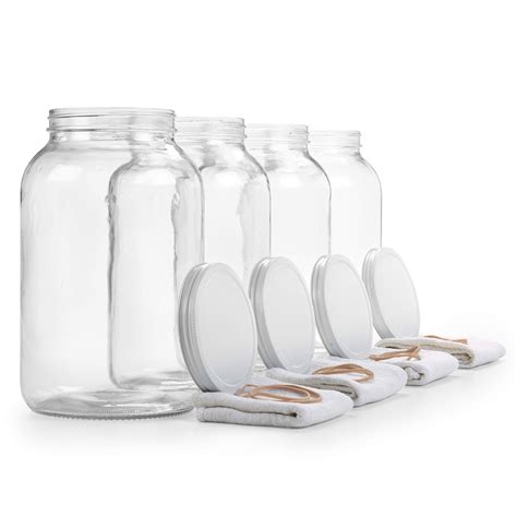 Buy Wide Mouth 1 Gallon Glass Jar with Lid - Glass Gallon Jar for ...