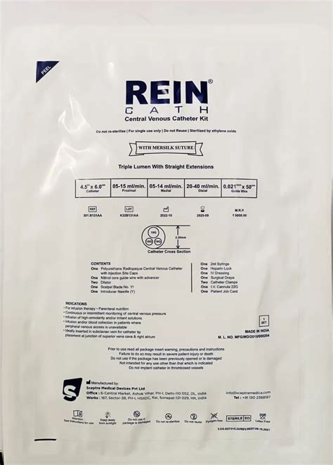Central Venous Catheter - REIN Single, Double & Triple Central Venous ...