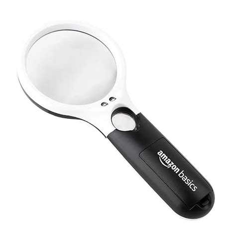 Amazon Basics Magnifying Glass with 3 Led Lights | 3X & 45X Big Size ...