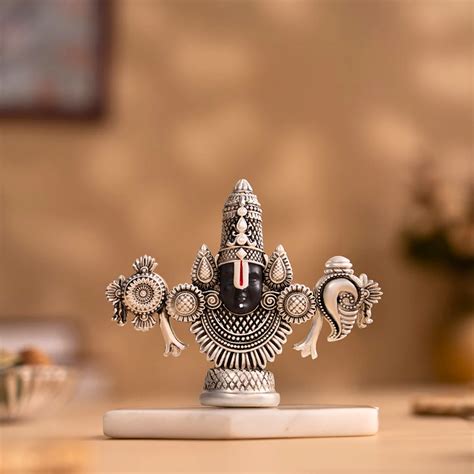 Silver Plated Lord Tirupathi Balaji Face Idol (3 Inch) | Divine Venkat ...