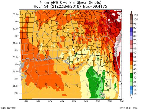WRF ARW 4km 0 to 6km Shear