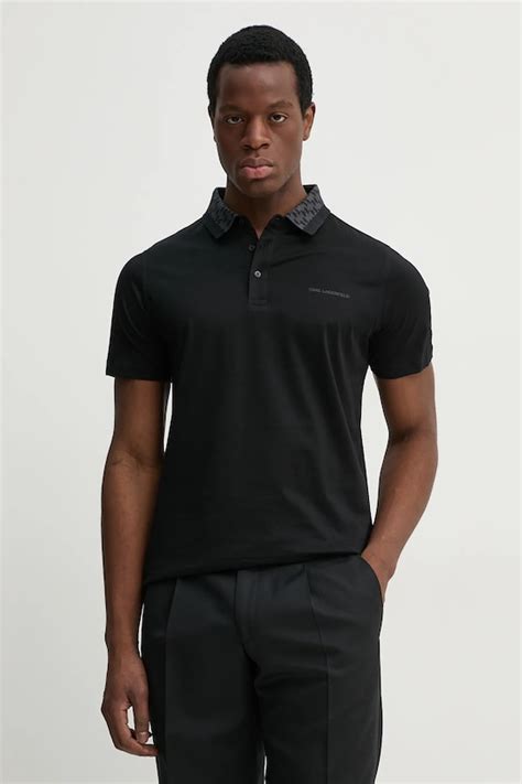 Karl Lagerfeld polo bawełniane męski kolor czarny 552200.745001 ...