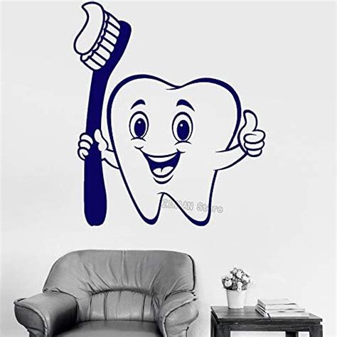Gadgets Wrap Vinyl Cartoon Tooth Toothbrush Wall Decals Removable Art ...