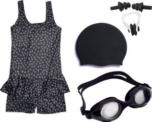 Lebami Swimming Kit With One Piece Swimsuit Goggles Cap Ear Nose Clip ...