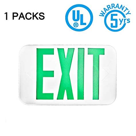 Buy SPECTSUN LED Exit Sign with Battery Backup, Green Exit Light - 1 ...