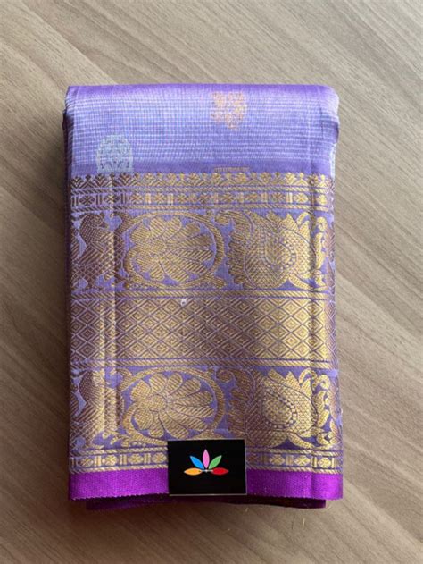 Lavender Long Border Mangalagiri Silk Cotton Saree-14401 – FABK