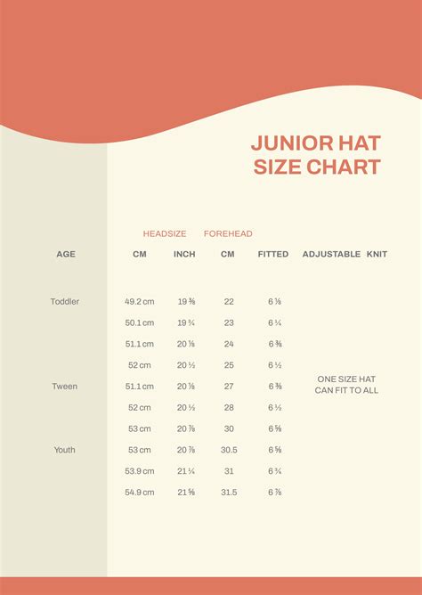 Junior Hat Size Chart in PDF - Download | Template.net