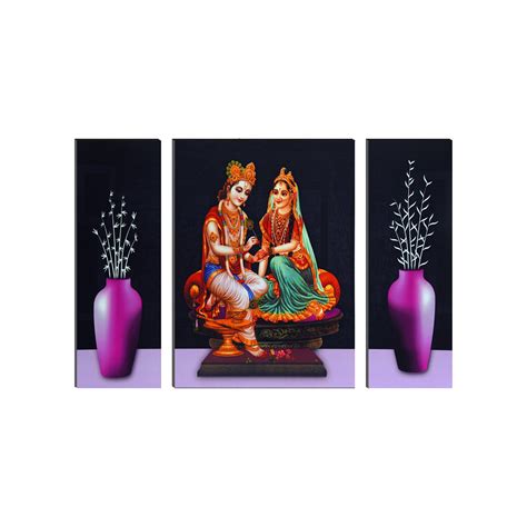 6MM MDF Set of 3 Radha Krishna Satin Matt Texture UV Art Painting ...