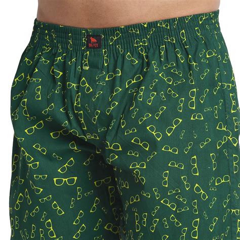 Buy Big Fox Men's Printed Cotton Boxer Shorts (BX_013_Green_XL) at ...