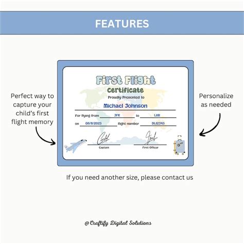 Buy Custom First Flight Certificate for Boys | Editable PDF Template ...