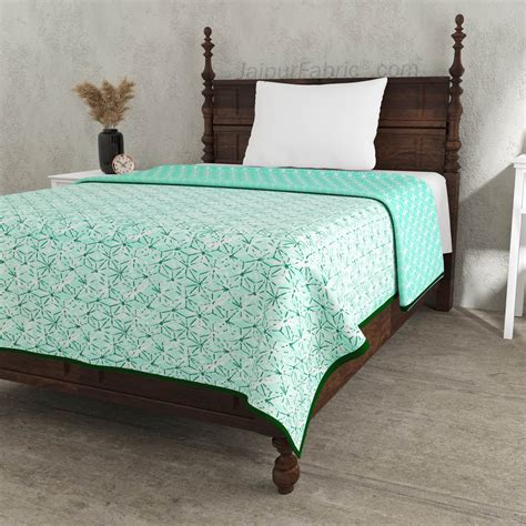 Geometricity Green Single Bed Dohar Blanket – JaipurFabric®